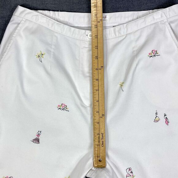 Drapers & Damons Pants Womens 16 White Artwork Embroidered Stretchy Casual Chic - Picture 11 of 16